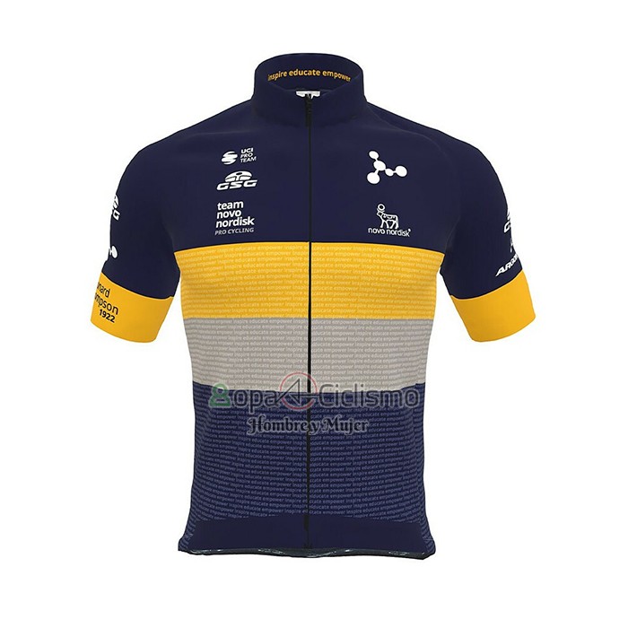 Novo Nordisk Ropa Ciclismo Culotte Corto 2022 Hombre Mangas Cortas Profundo Azul AMarillo